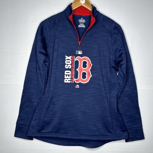 Majestic Boston Red Sox Women’s XL Navy 1/4 Zip Sweatshirt Pullover MLB Sporty - Picture 2 of 12